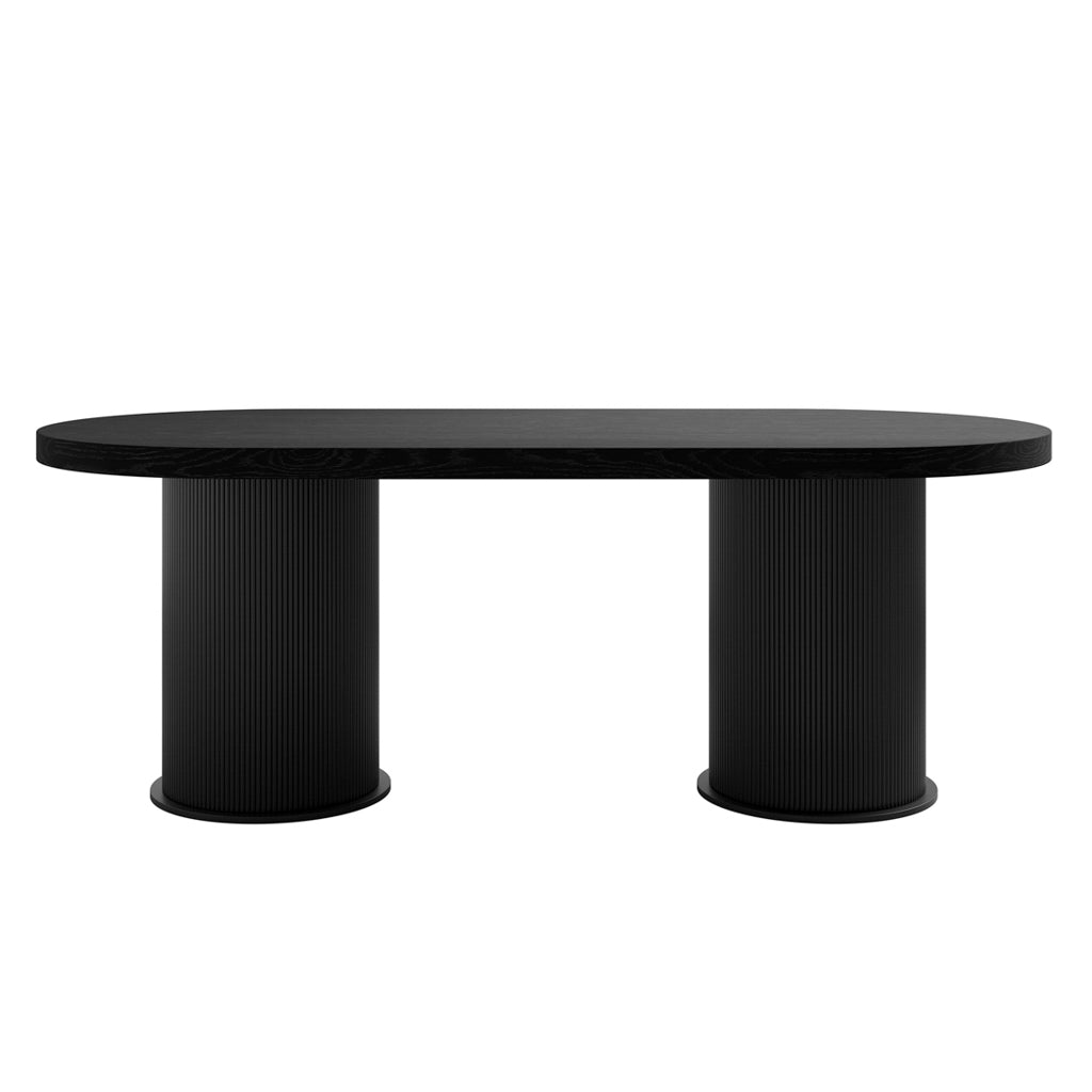 Rina Black Dining Table with 6 Alba Forest Green Chairs