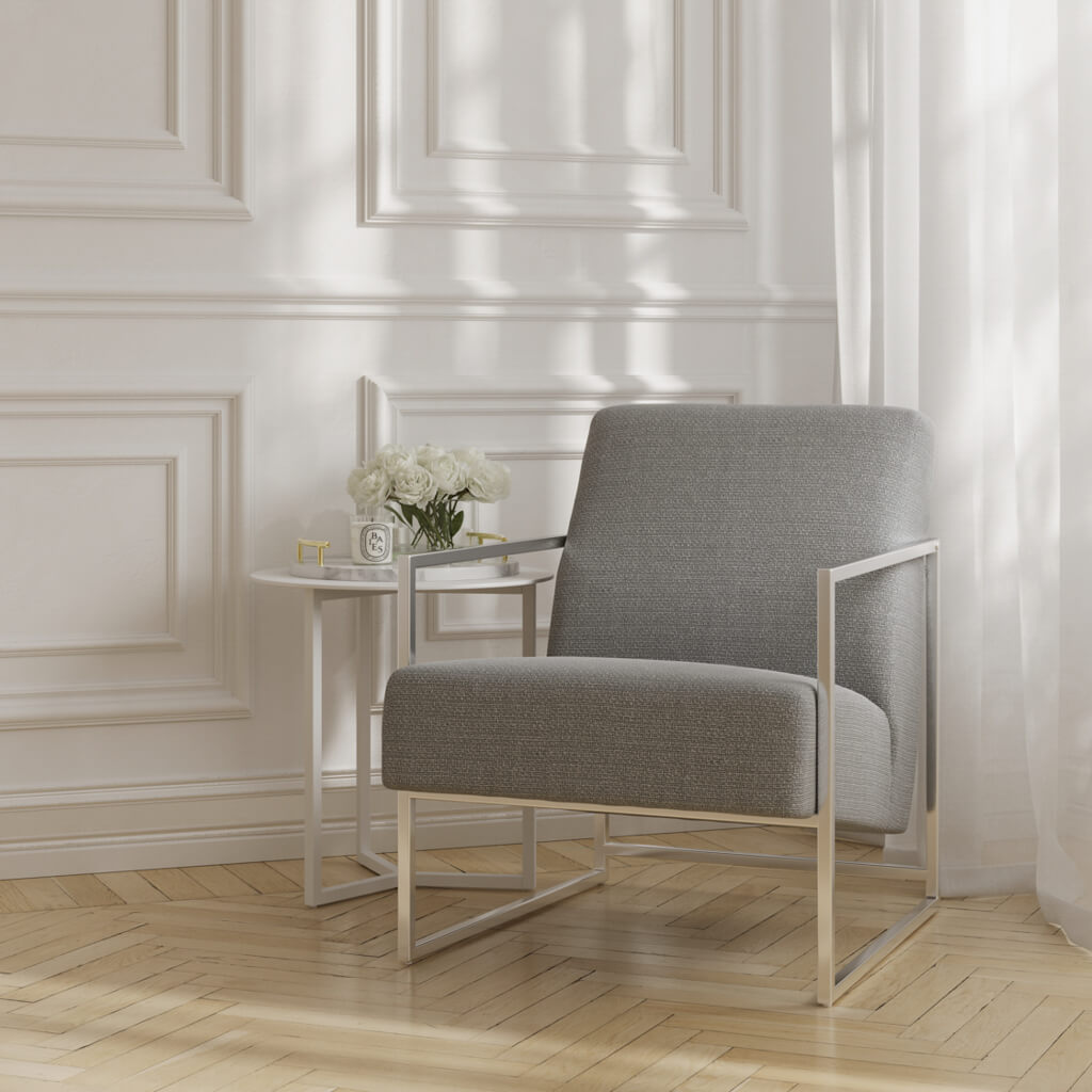 Harry Christian Home Grey And Silver Accent Chair