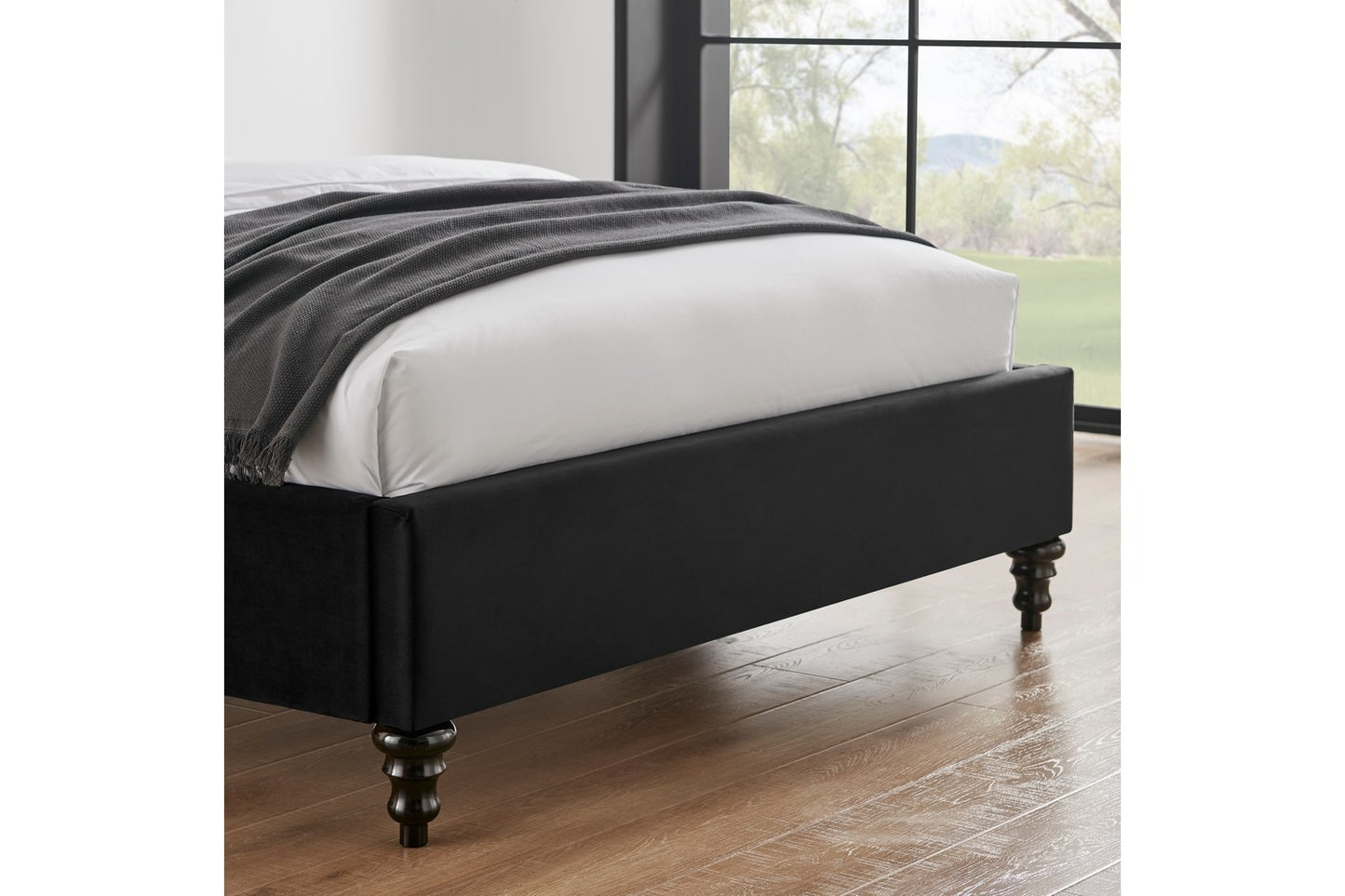 The Olivia Double Bed In Black Velvet