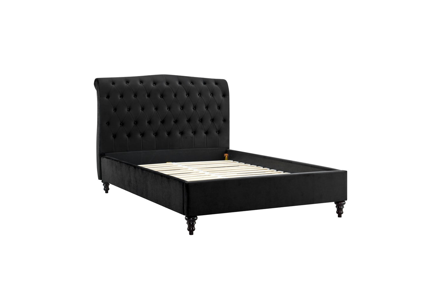 The Olivia Double Bed In Black Velvet