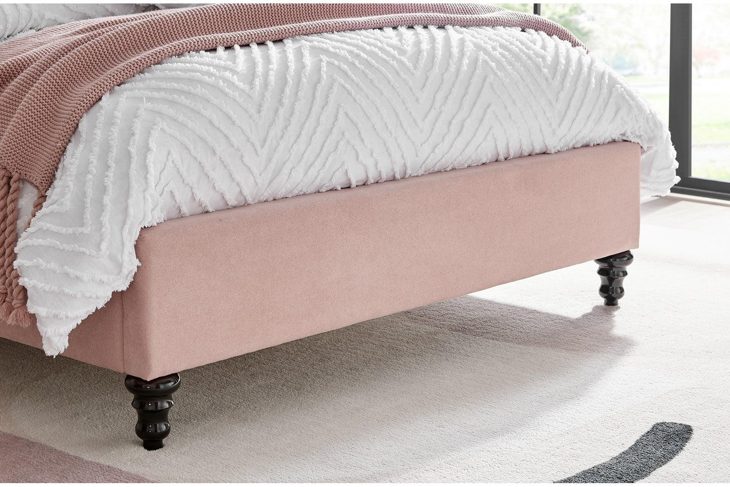 The Olivia Double Bed In Pink Velvet