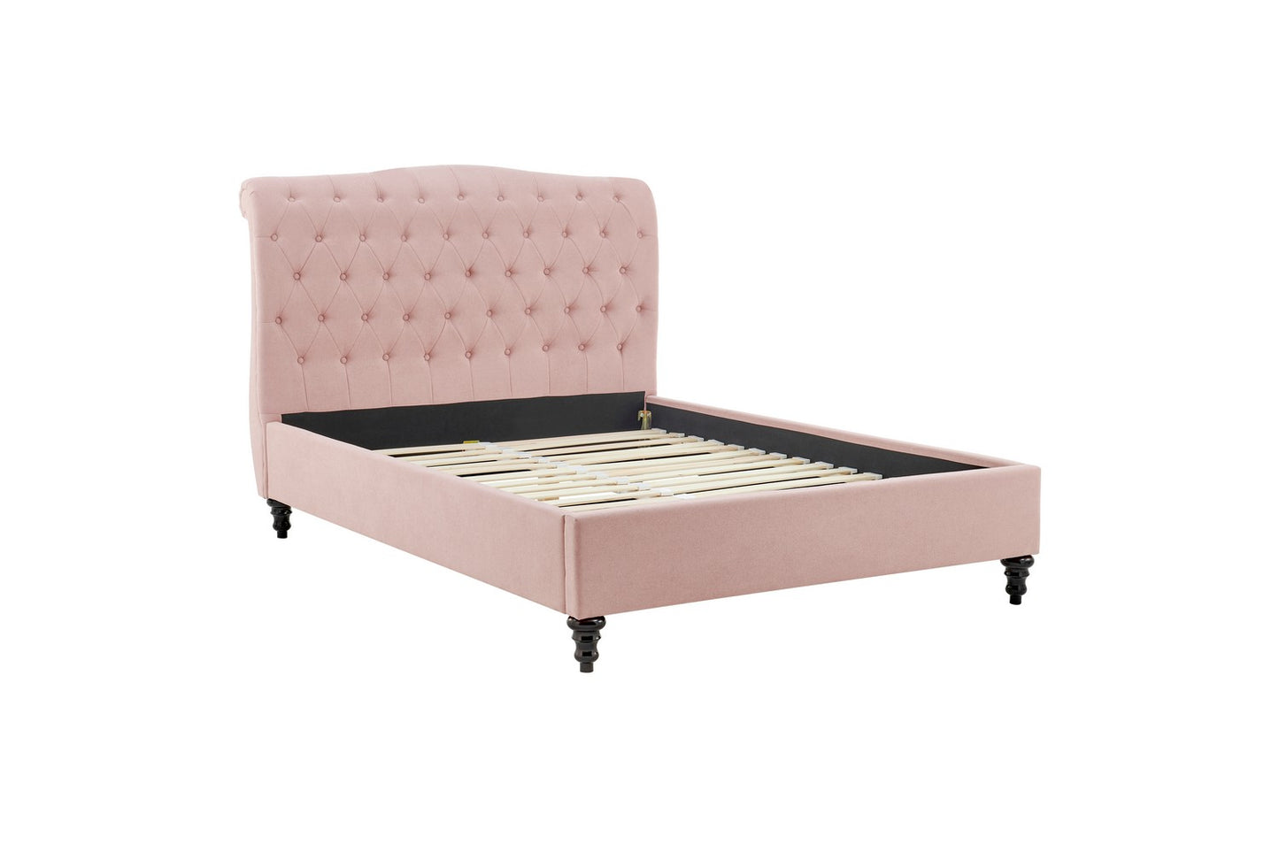 The Olivia Double Bed In Pink Velvet