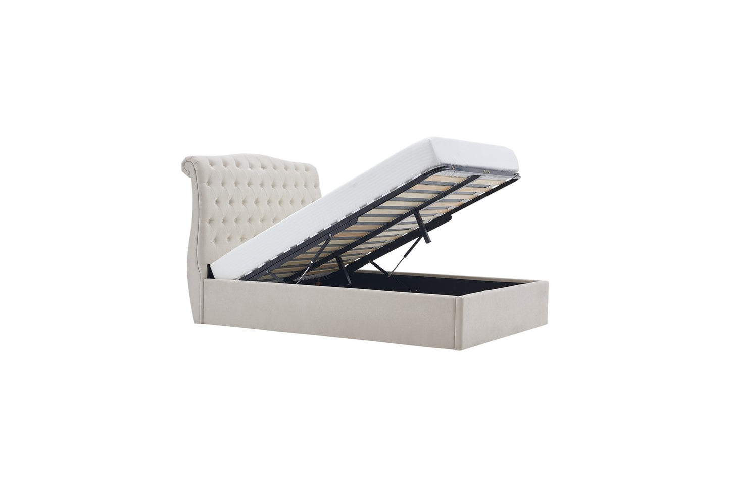 The Olivia Double Gas Lift Storage Bed Natural Velvet