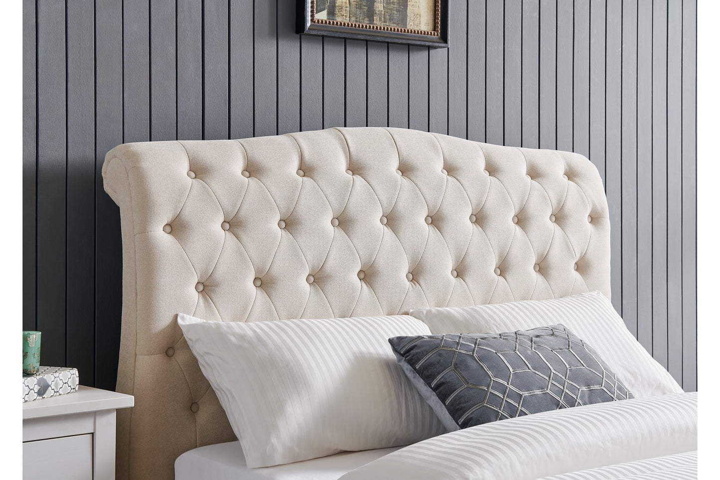 The Olivia Super Kingsize Bed Natural Velvet