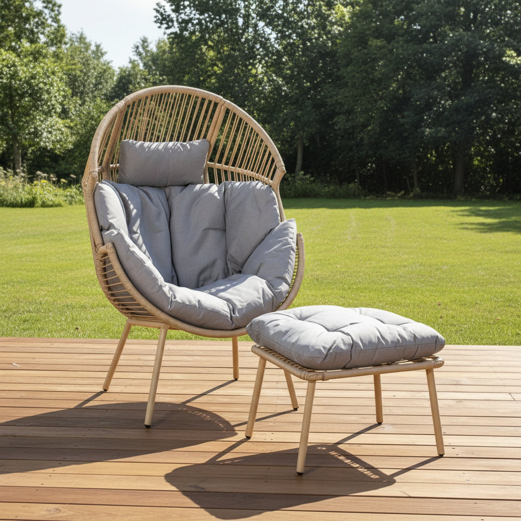 STANDING GARDEN EGG CHAIR IN LIGHT BROWN BY HARRY CHRISTIAN HOME