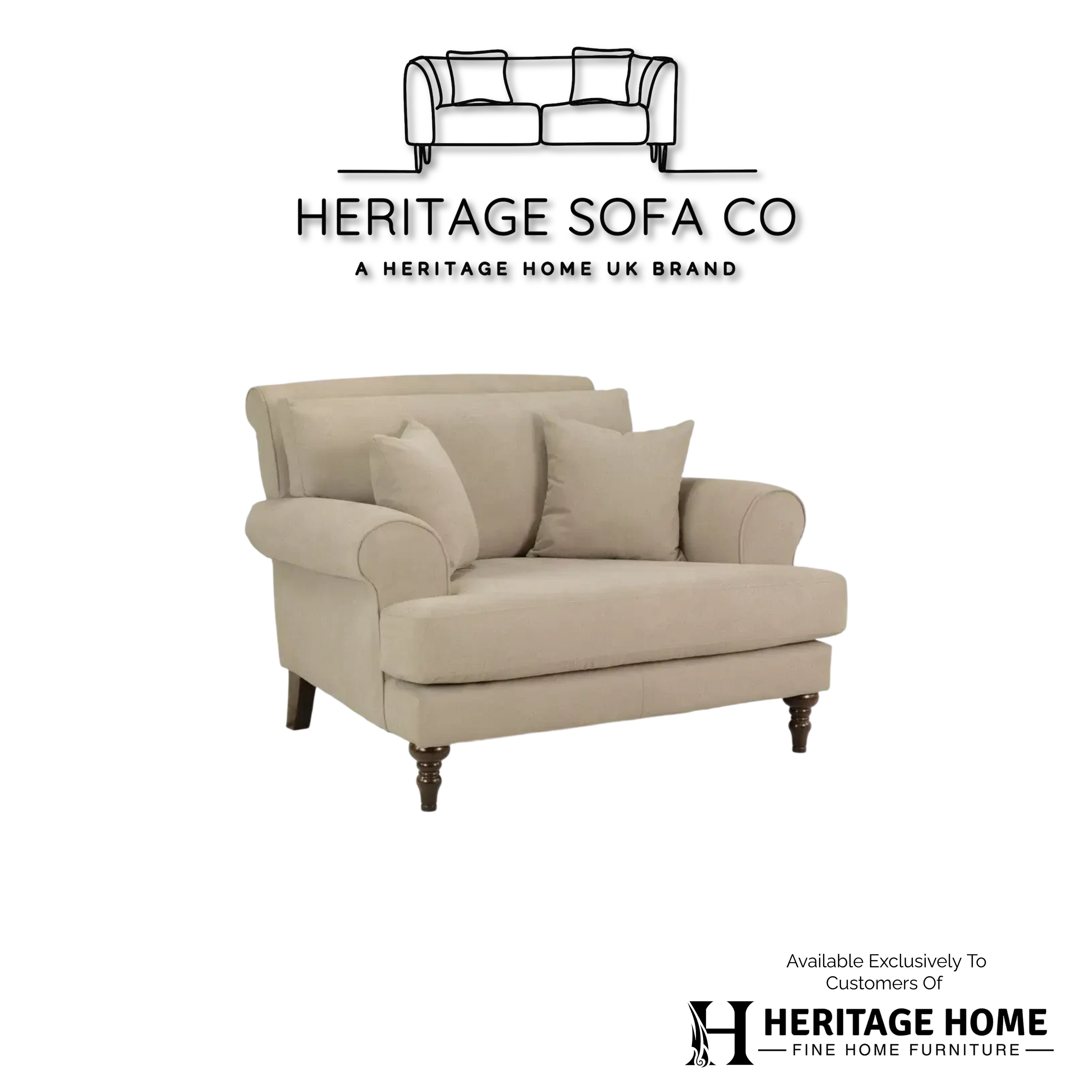The Sandringham Love Seat Style Armchair In Beige