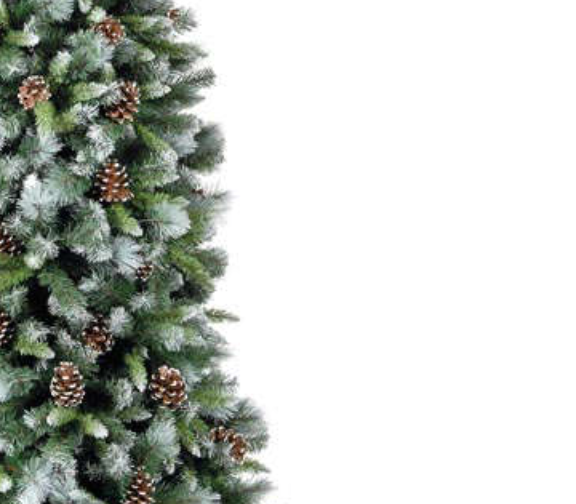 7.5ft Frosted Glacier Artificial Christmas Tree Hook-On With 1094 Tips & Pine Cones