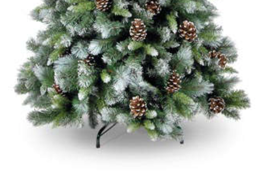 7.5ft Frosted Glacier Artificial Christmas Tree Hook-On With 1094 Tips & Pine Cones