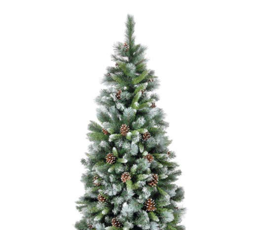 6FT / 180cm Frosted Glacier Artificial Christmas Tree with 710 Tips and Pine Cones