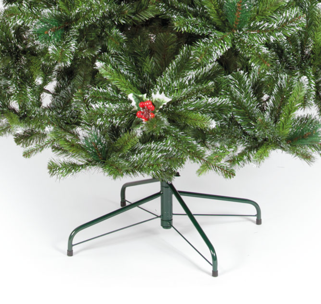 8ft Salzburg Artificial Spruce Christmas Tree with 1358 Tips & Red Berry Sprays