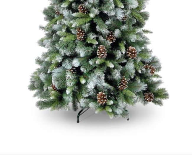 7ft Frosted Artificial Christmas Tree Glacier Hook-On with 956 Tips & Pine Cones