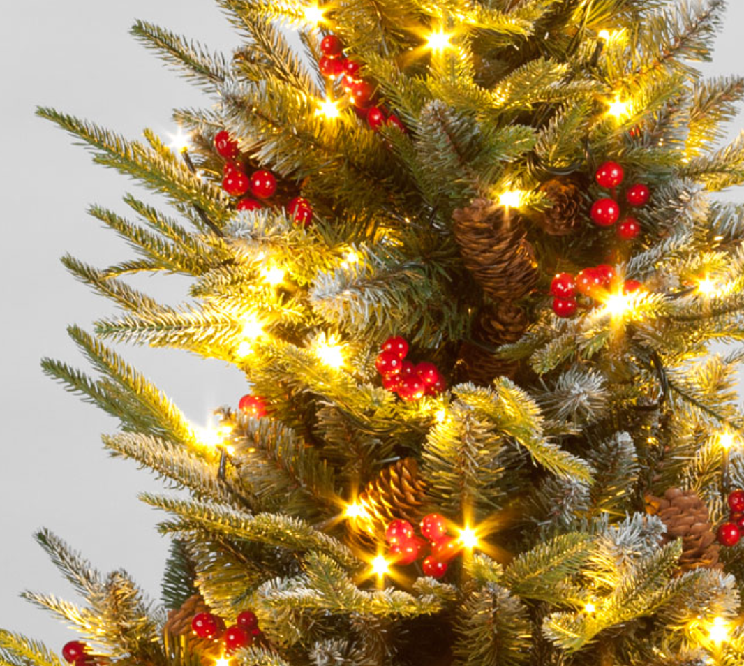 Pre-Lit 120cm Ontario Porch Christmas Tree with 100 LEDs & Basket