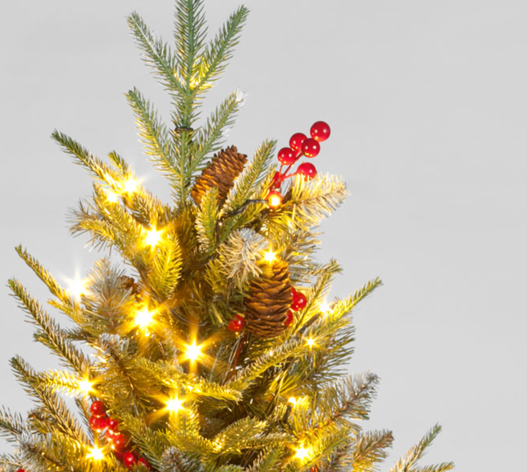 Pre-Lit 120cm Ontario Porch Christmas Tree with 100 LEDs & Basket