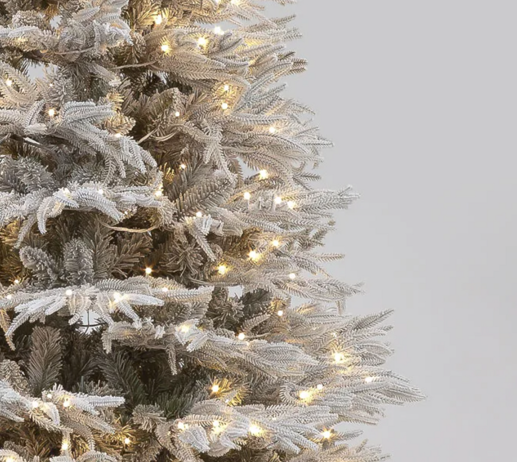 Pre Lit 150cm Flocked Platinum Fir Christmas Tree With 1810 Tips & 250 Warm White LEDs