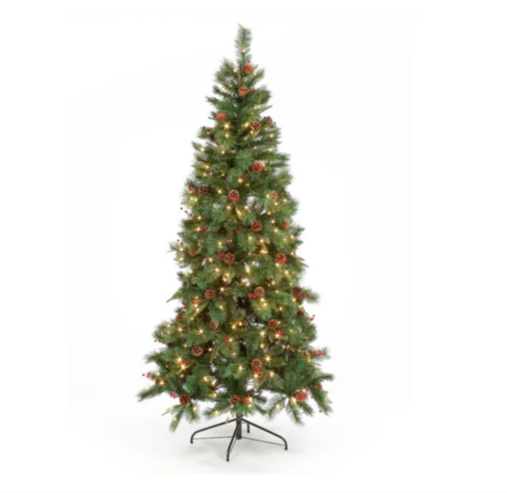 Pre Lit 150cm Cranberry Pine Christmas Tree with 150 Warm White LED's