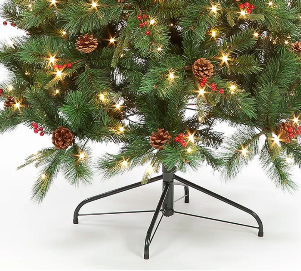 Pre Lit 150cm Cranberry Pine Christmas Tree with 150 Warm White LED's