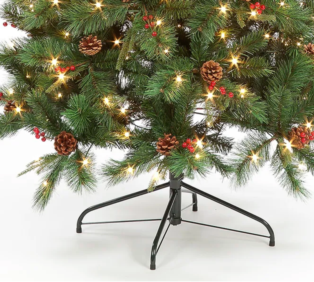 Pre Lit 150cm Cranberry Pine Christmas Tree with 150 Warm White LED's