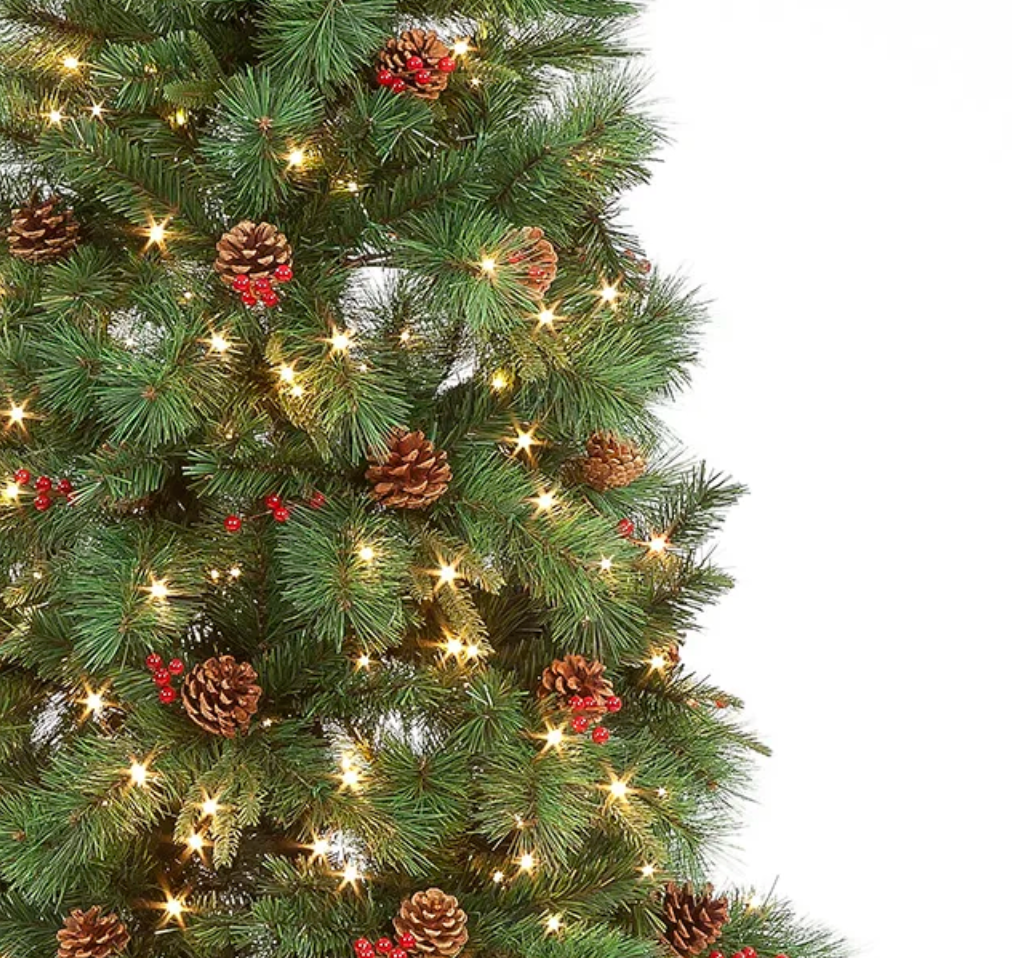 Pre Lit 150cm Cranberry Pine Christmas Tree with 150 Warm White LED's