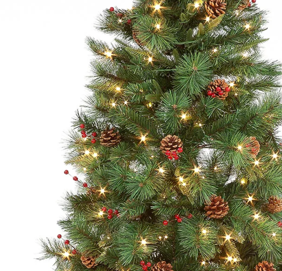 Pre Lit 150cm Cranberry Pine Christmas Tree with 150 Warm White LED's