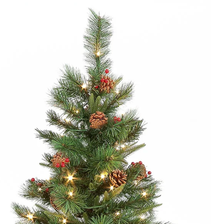 Pre Lit 150cm Cranberry Pine Christmas Tree with 150 Warm White LED's