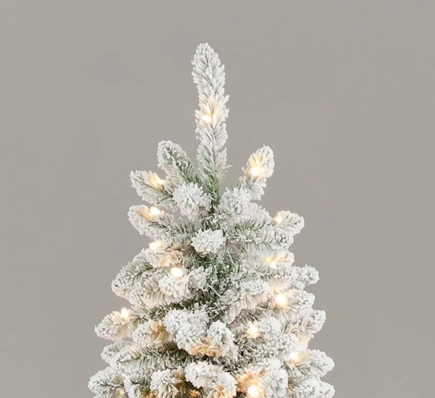 Pre Lit 7ft Snowshoe Spruce Slim Christmas Tree with 300 Warm White LEDs