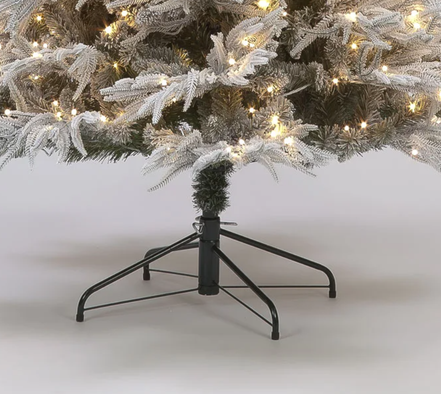Pre Lit 6ft Flocked Platinum Fir with 2450 Tips & 350 Warm White LEDs