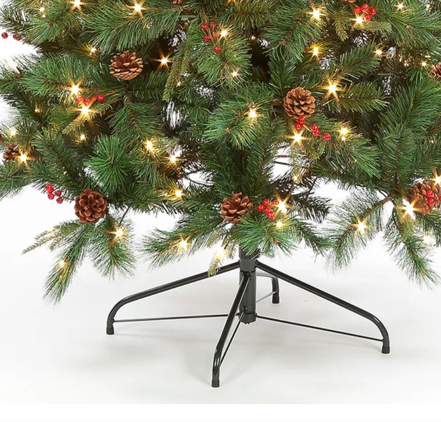 Pre-Lit 7ft Cranberry Pine Christmas Tree with 350 Warm White LEDs