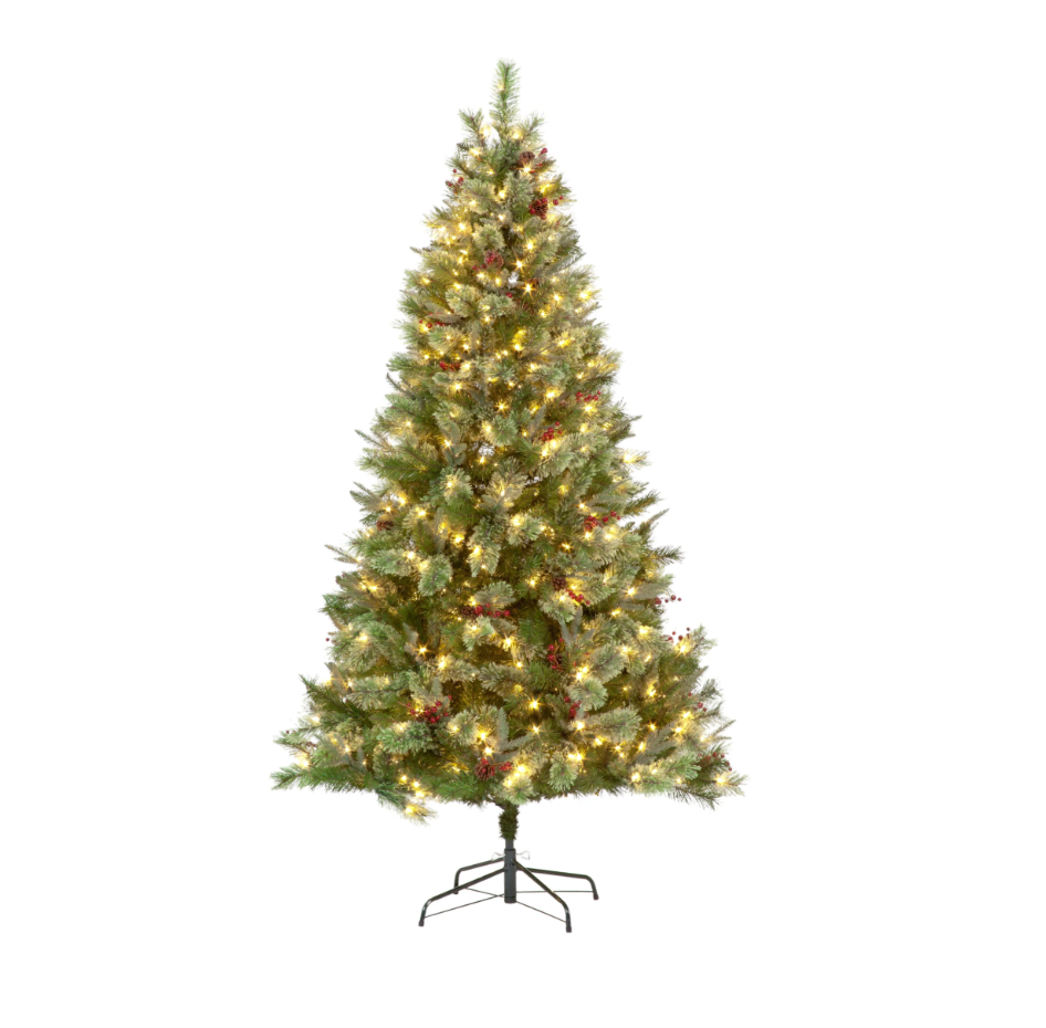 Pre Lit 7ft Biarritz Spruce Christmas Tree with 600 Warm White LEDs & 1330 Tips