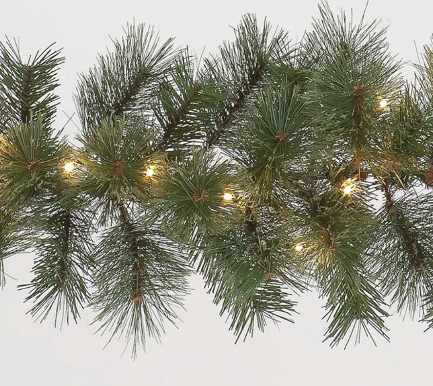 Pre-Lit Baltimore Pine Wreath & Garland Set with 35 Warm White LEDs