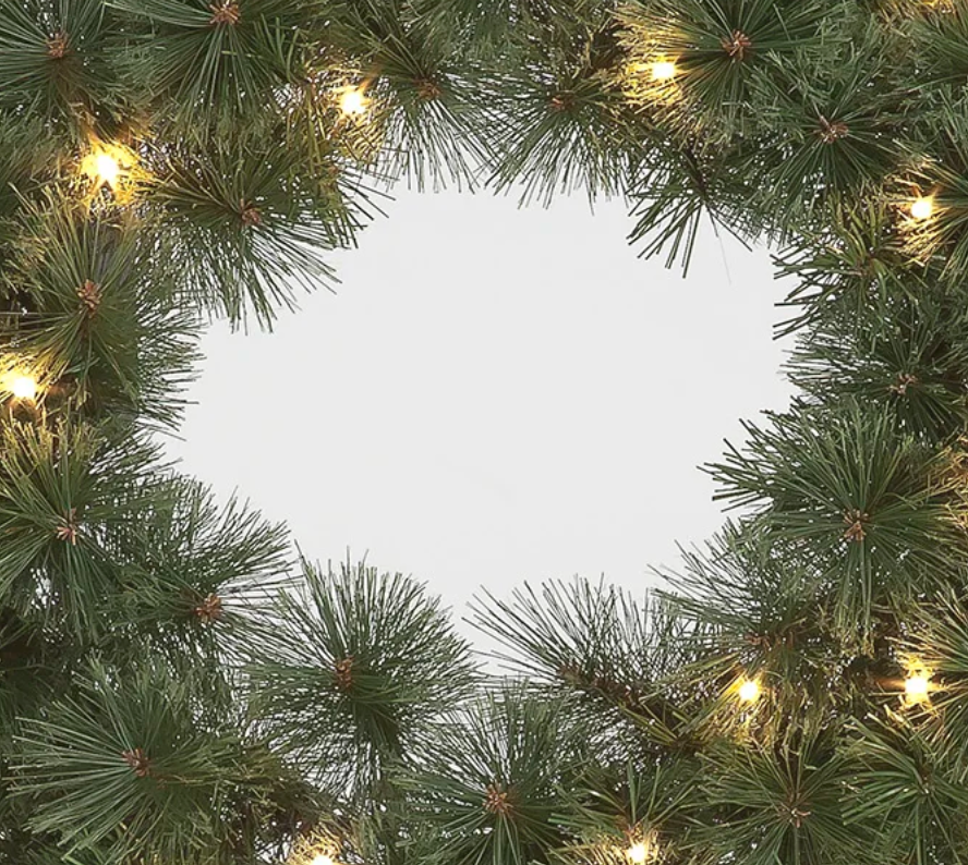 Pre-Lit Baltimore Pine Wreath & Garland Set with 35 Warm White LEDs