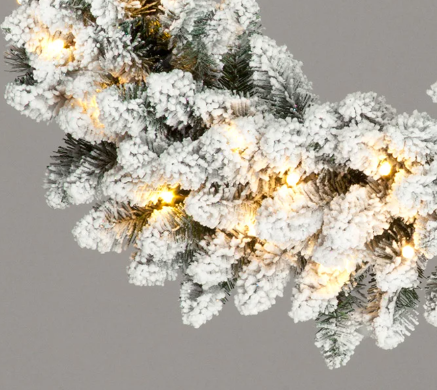 Pre-Lit Battery Operated Snowshoe Spruce Garland & Wreath Set