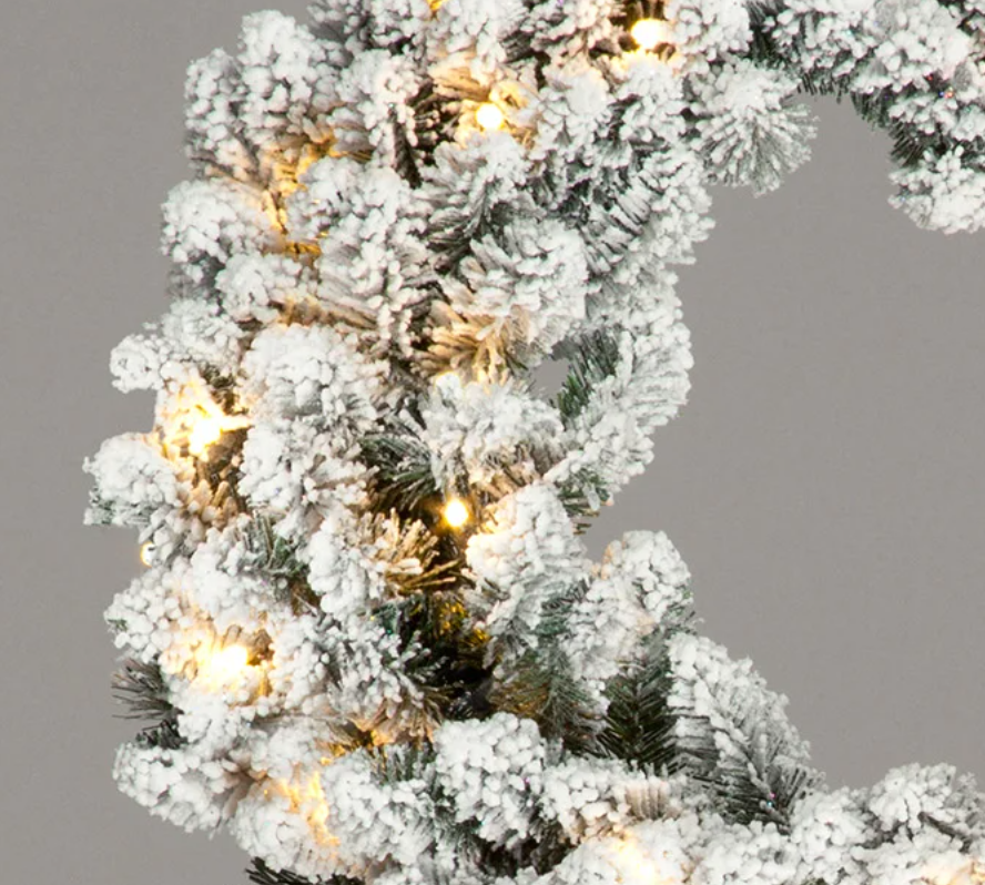 Pre-Lit Battery Operated Snowshoe Spruce Garland & Wreath Set