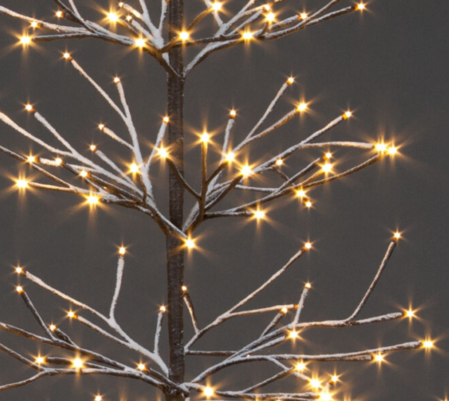 1.5m Brown Snowy Tree with 160 Warm White LEDs