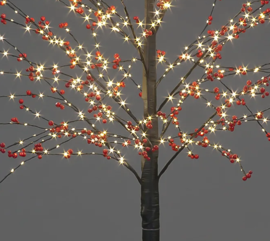 150cm Red Berry Twig Tree Brown with 500 Warm White LEDS