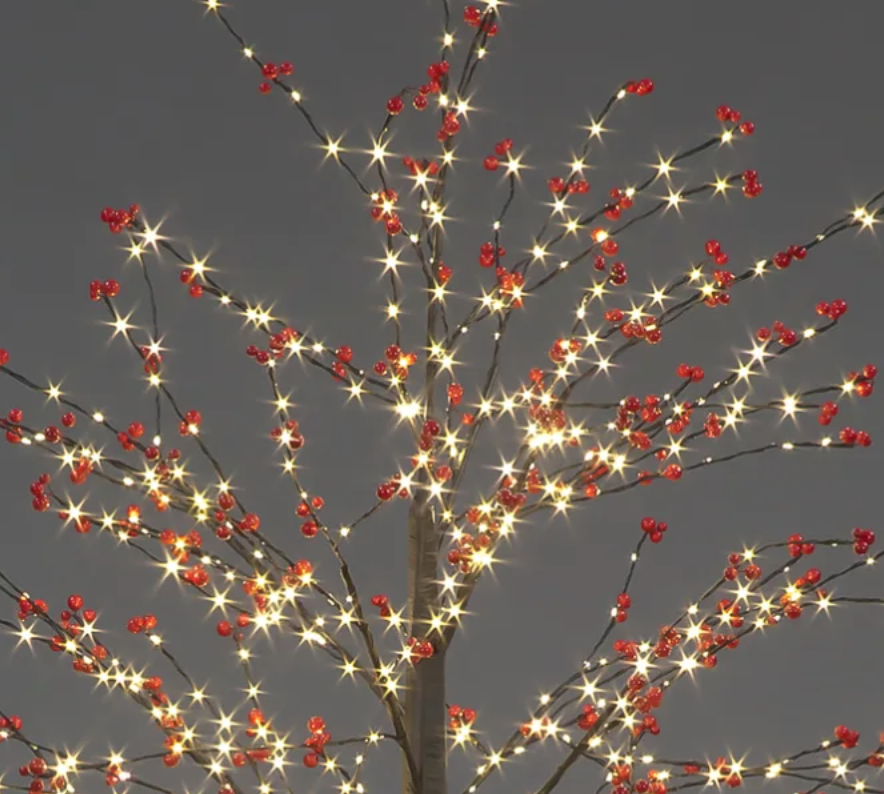 150cm Red Berry Twig Tree Brown with 500 Warm White LEDS