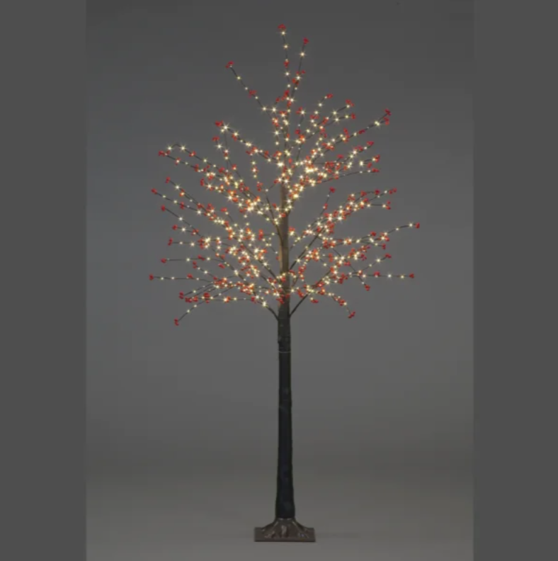 150cm Red Berry Twig Tree Brown with 500 Warm White LEDS