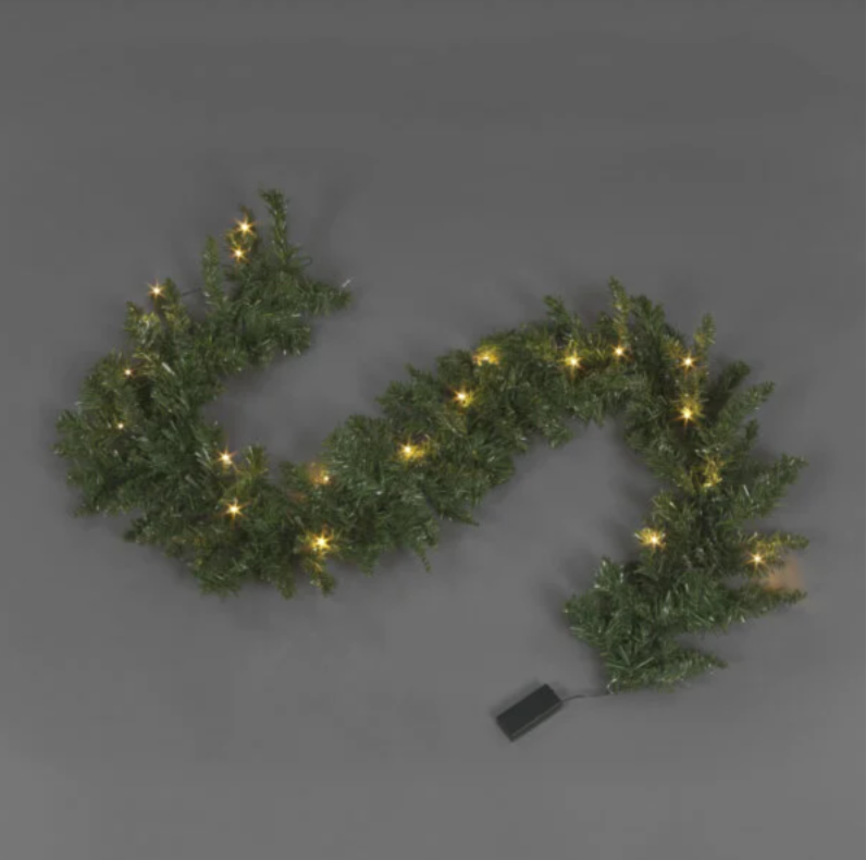 1.8m Battery Operated Pre Lit Garland with 20 LEDS Warm White