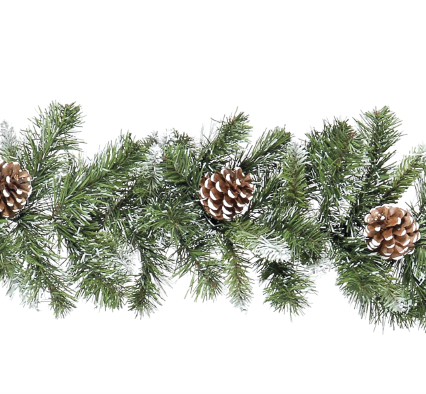 270 x 25cm Frosted Glacier Garland with 175 Tips and 7 Cones
