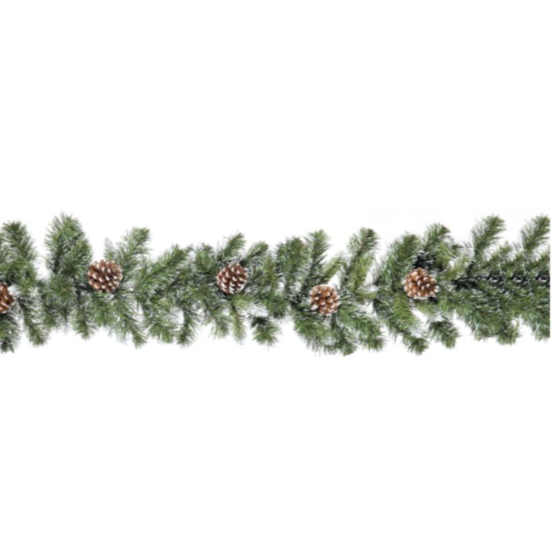 270 x 25cm Frosted Glacier Garland with 175 Tips and 7 Cones
