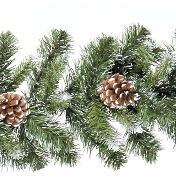 270 x 25cm Frosted Glacier Garland with 175 Tips and 7 Cones