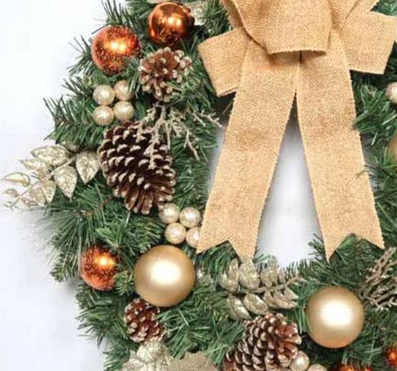 60cm Champagne & Copper Decorated Wreath