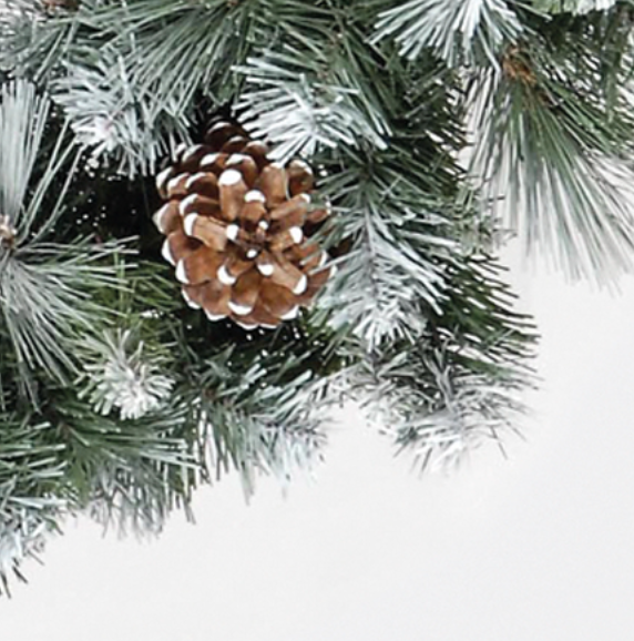 60cm Frosted Glacier Wreath with 140 Tips & 6 Pine Cones