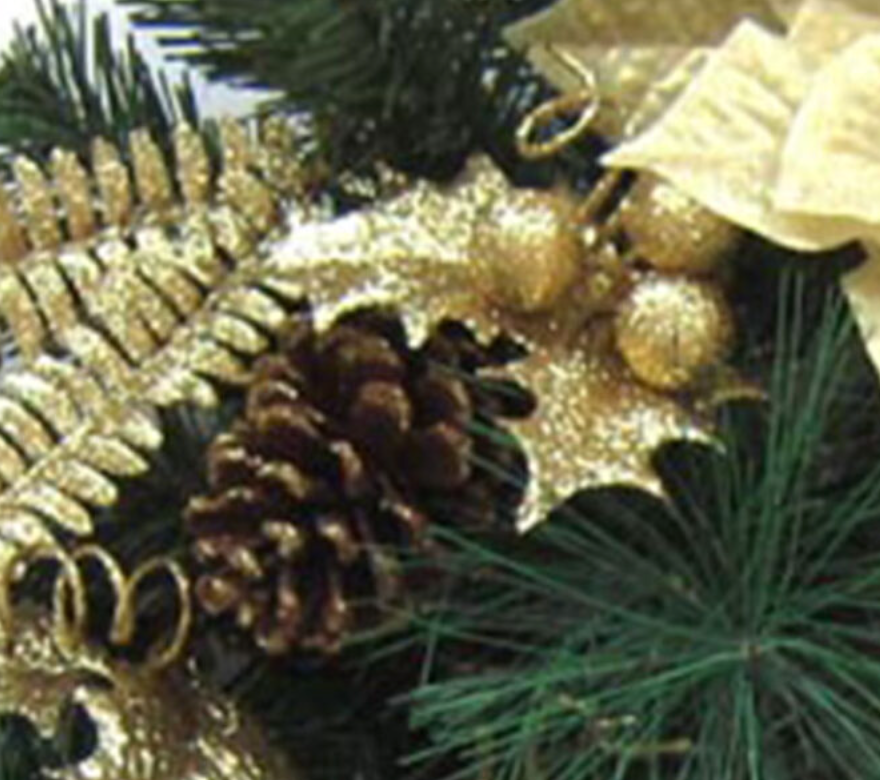 60cm Luxury Wreath with Gold Poinsettias, Gold Leaves & Gold Glitter