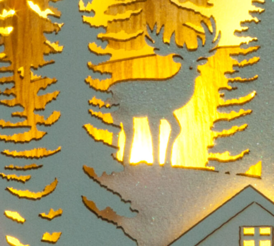 Battery Operated 15cm Hanging Wood Frame with White Finish & 6 WW LEDs