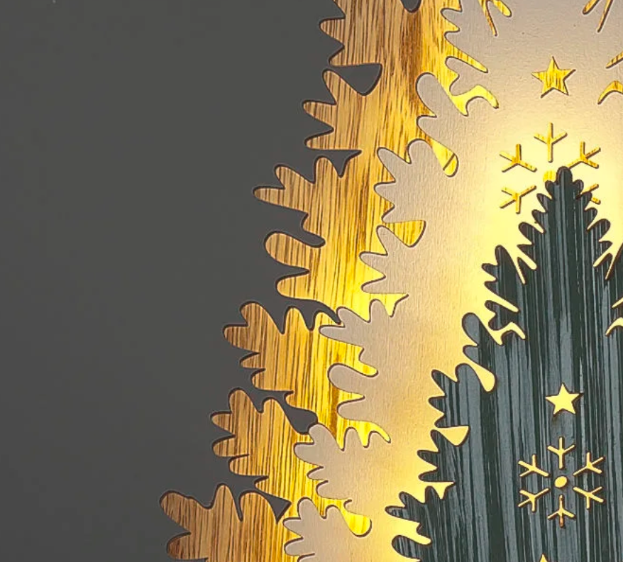 Battery Operated 40cm 3 Multi Coloured Layered Tree 6 Warm White LEDs