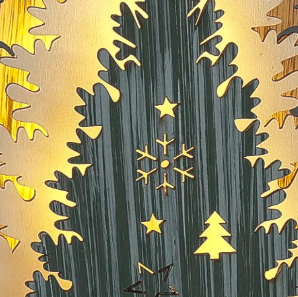 Battery Operated 40cm 3 Multi Coloured Layered Tree 6 Warm White LEDs