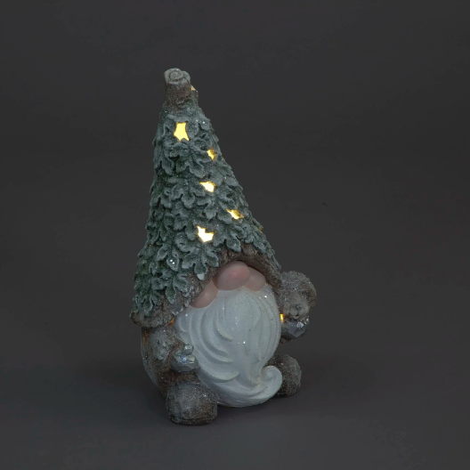 50cm Gnome with Warm White LEDs & Ivy Leaf Hat - Table Top Ornament