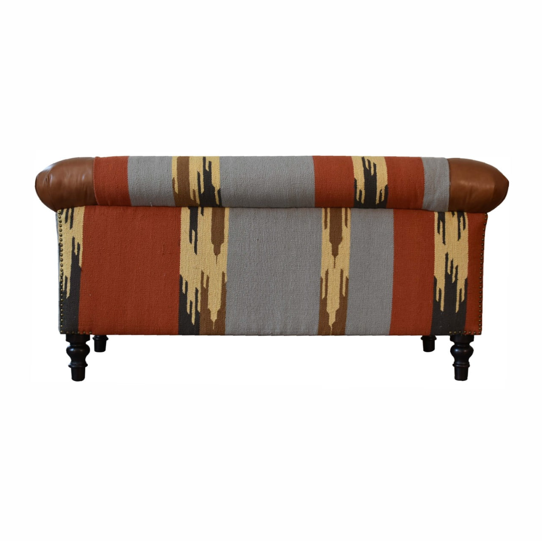 Heritage Collection Durrie & Leather Mixed 2 Seater Chesterfield Sofa