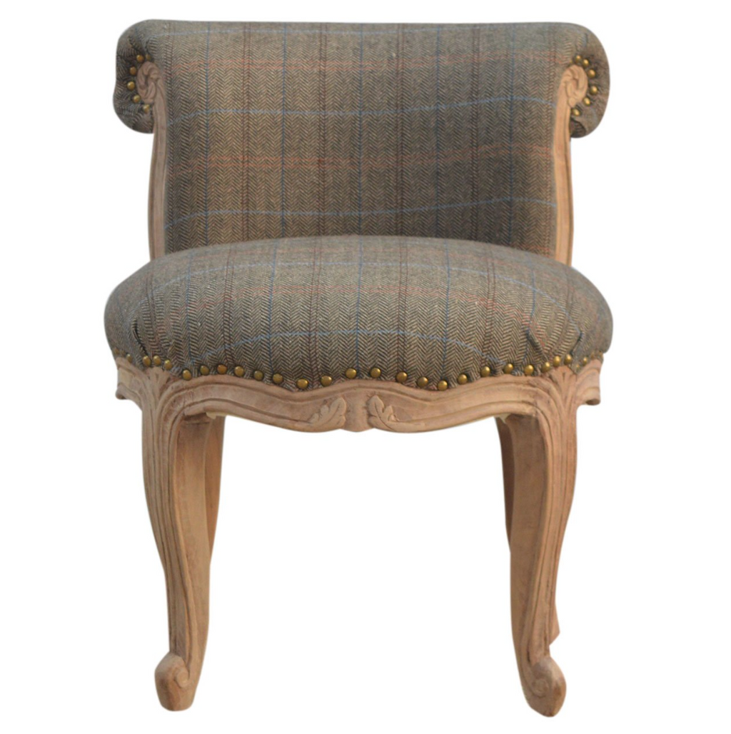 Heritage Collection Multi Tweed Studded Carved Statement Chair