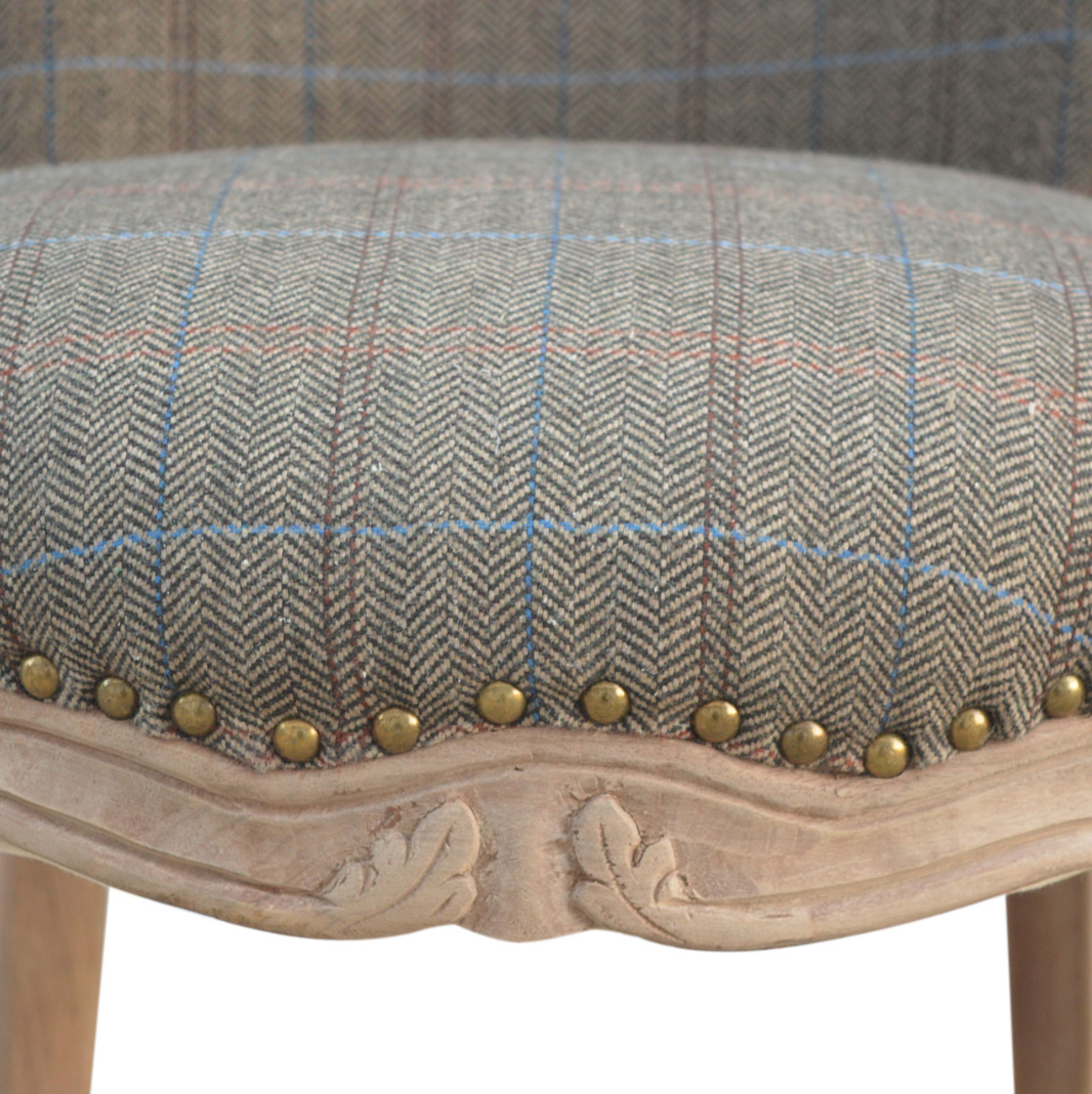 Heritage Collection Multi Tweed Studded Carved Statement Chair